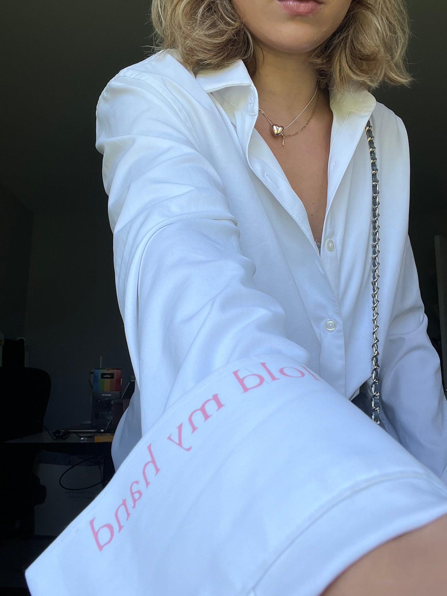 Secret Message Shirt | Vintage Button Down | White Light Hold my hand