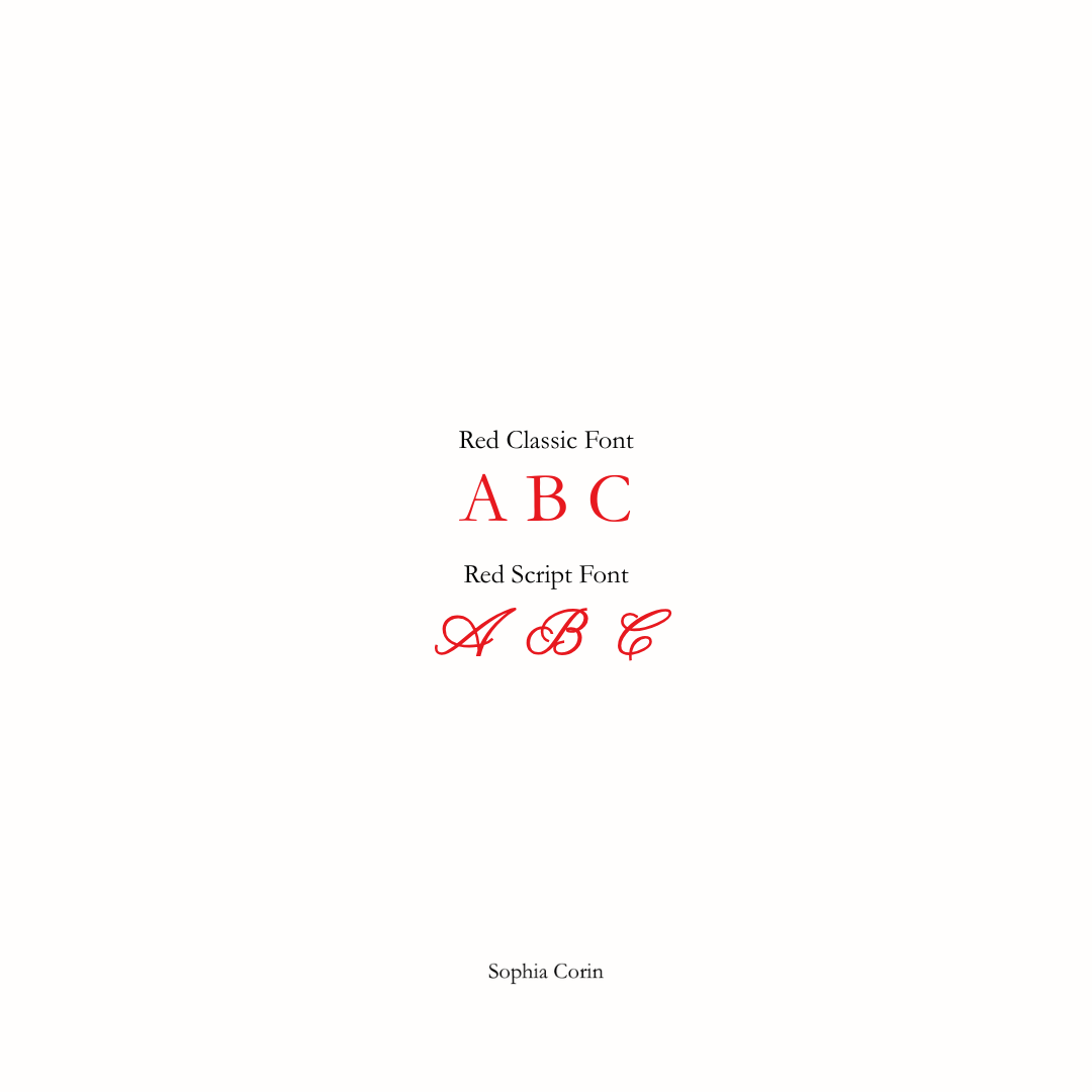Comparison of red classic and red script fonts on a white background