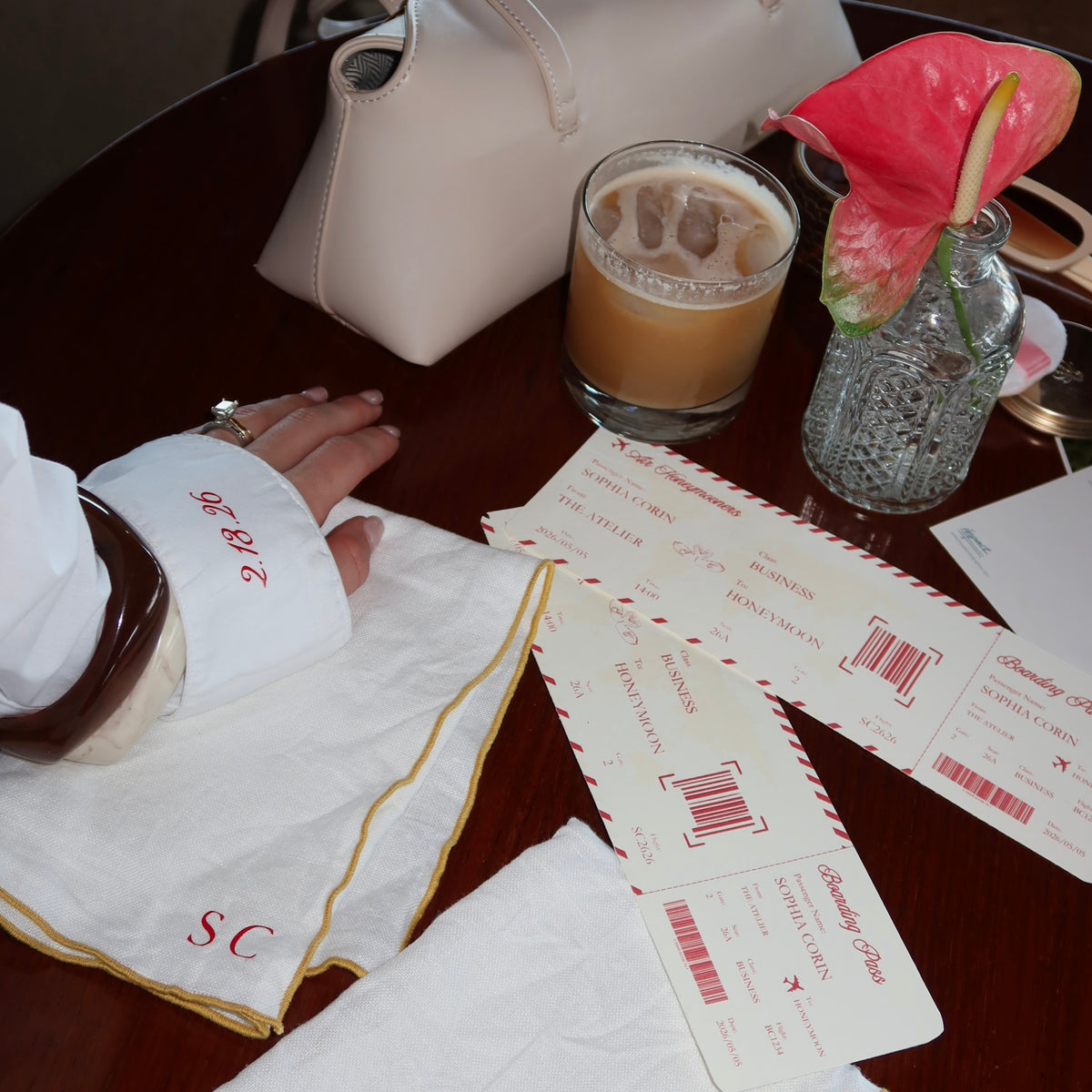 aesthetic vintage napkin flat lay