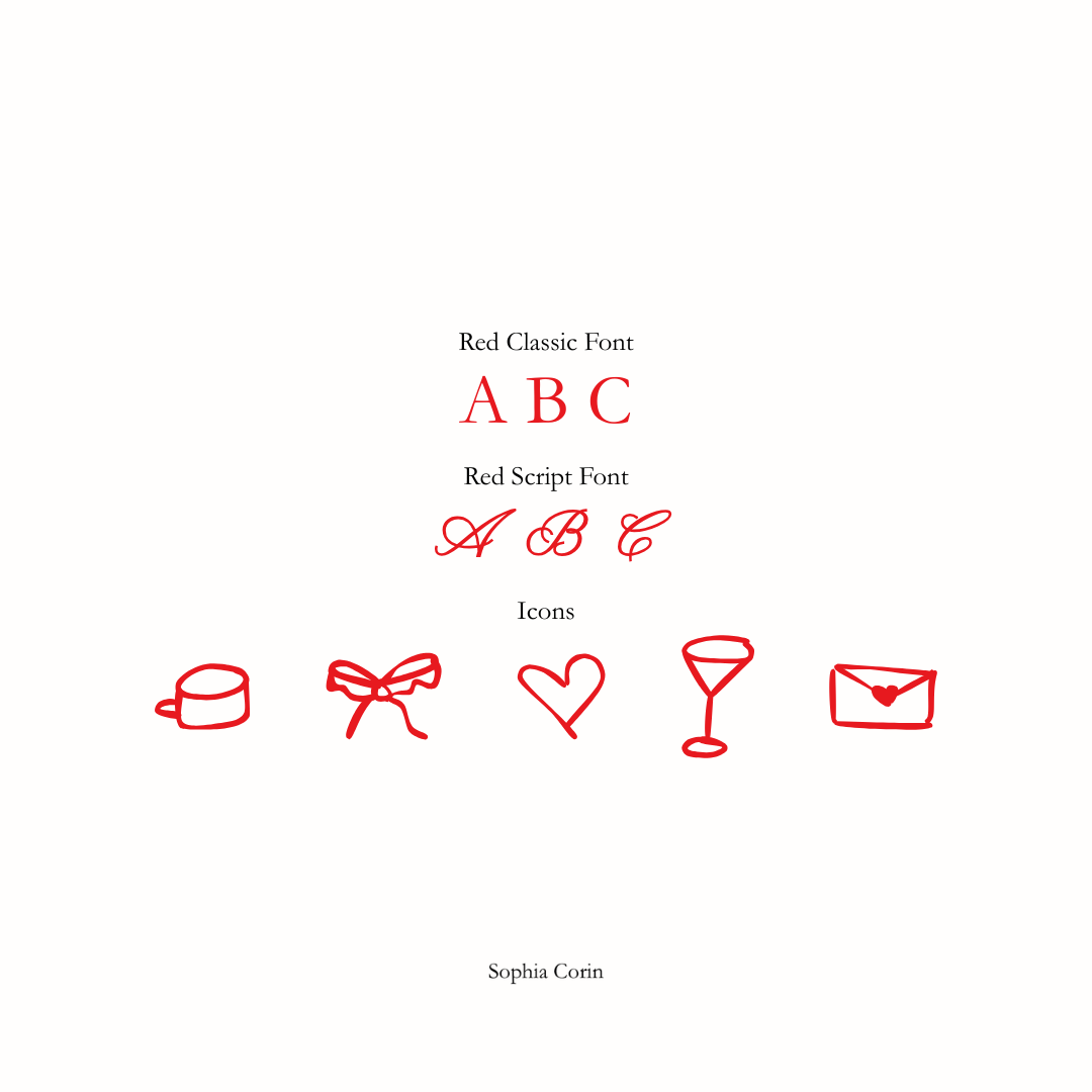 icons and script and classic monogram font