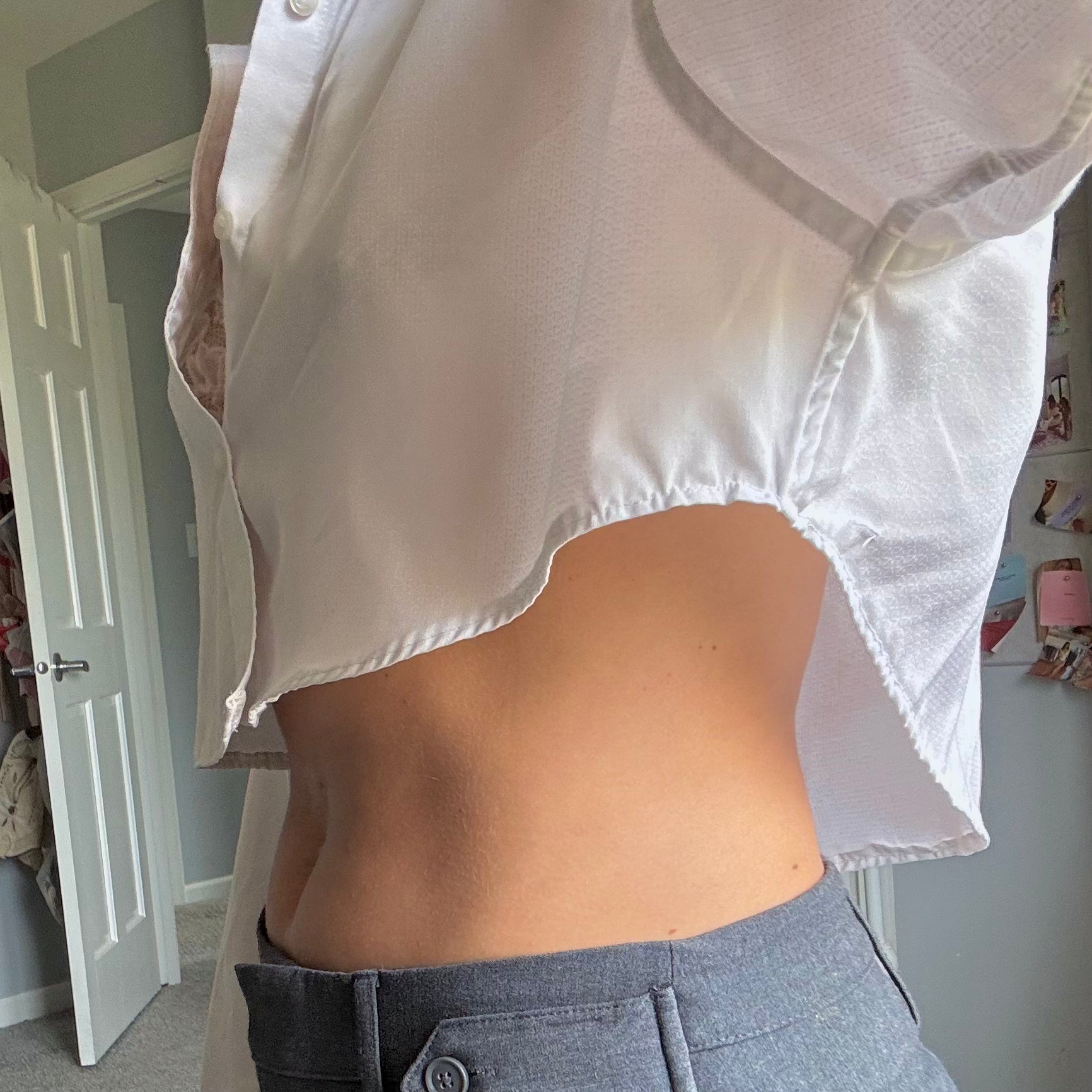 white crop top side view