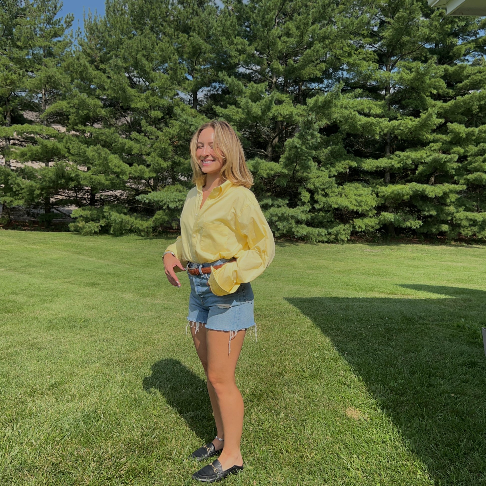 Personalized vintage button up styled with denim